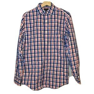 Banana Republic Camden Fit Non Iron Button Front Shirt Men Small Blue Pink Plaid
